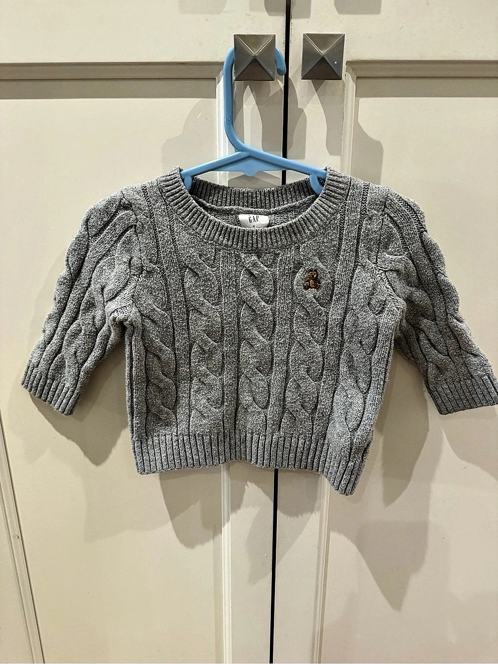 Gap 6-12m Cable Knit Sweater in Gray